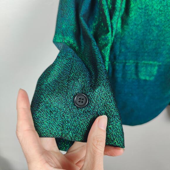 Vintage First Nighter‎ Formals Blazer Mens 39R Green Blue Shift Metallic Shimmer - Picture 3 of 10